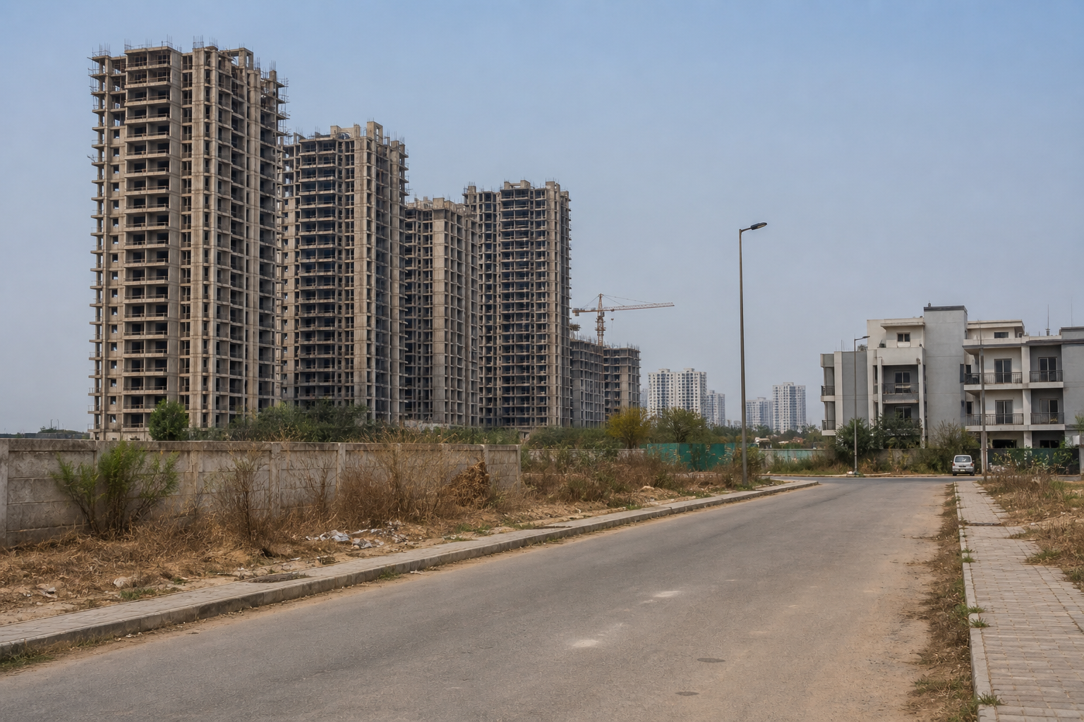Underdeveloped residential sectors on Dwarka Expressway