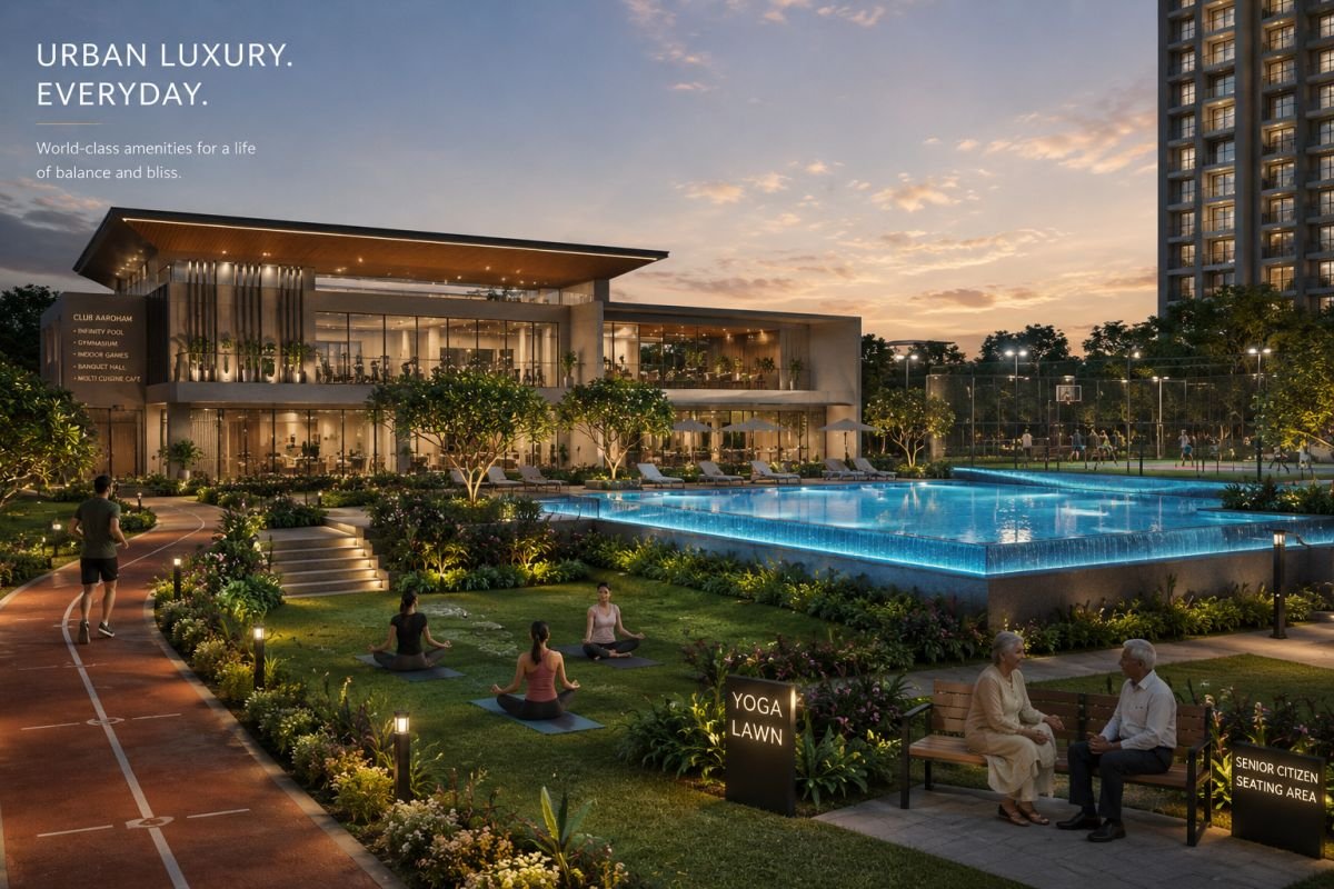 Premium clubhouse swimming pool gym and lifestyle amenities at Ashiana Aaroham
