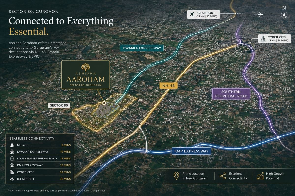 Ashiana Aaroham Sector 80 Gurgaon location near NH-48 and Dwarka Expressway