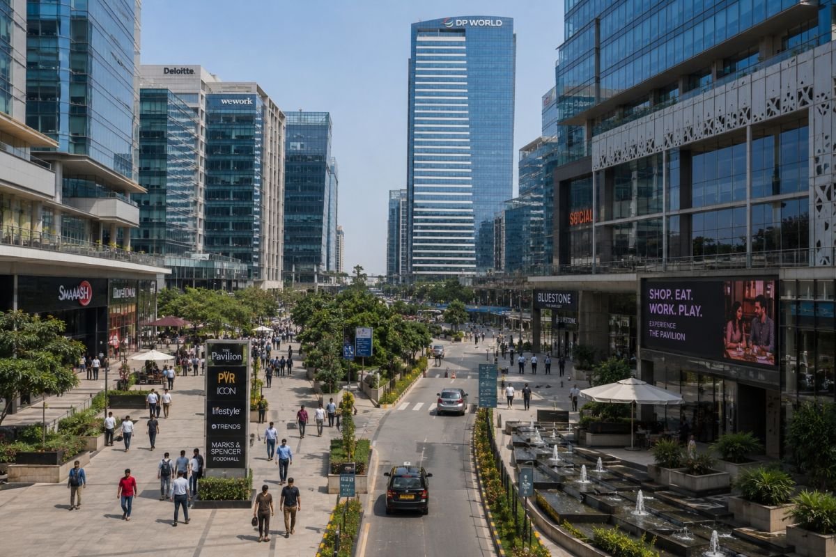 Commercial office and retail developments along Dwarka Expressway