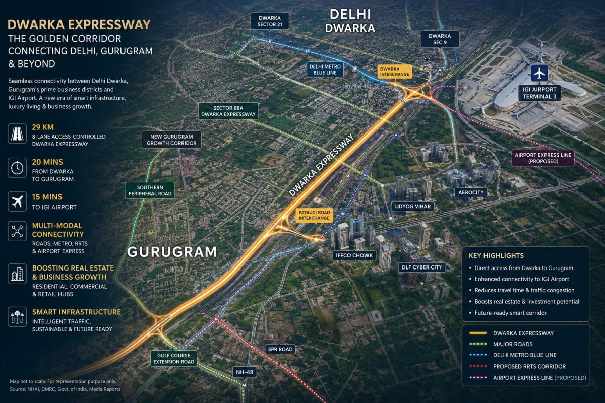 Dwarka Expressway connectivity to Delhi Gurugram and IGI Airport