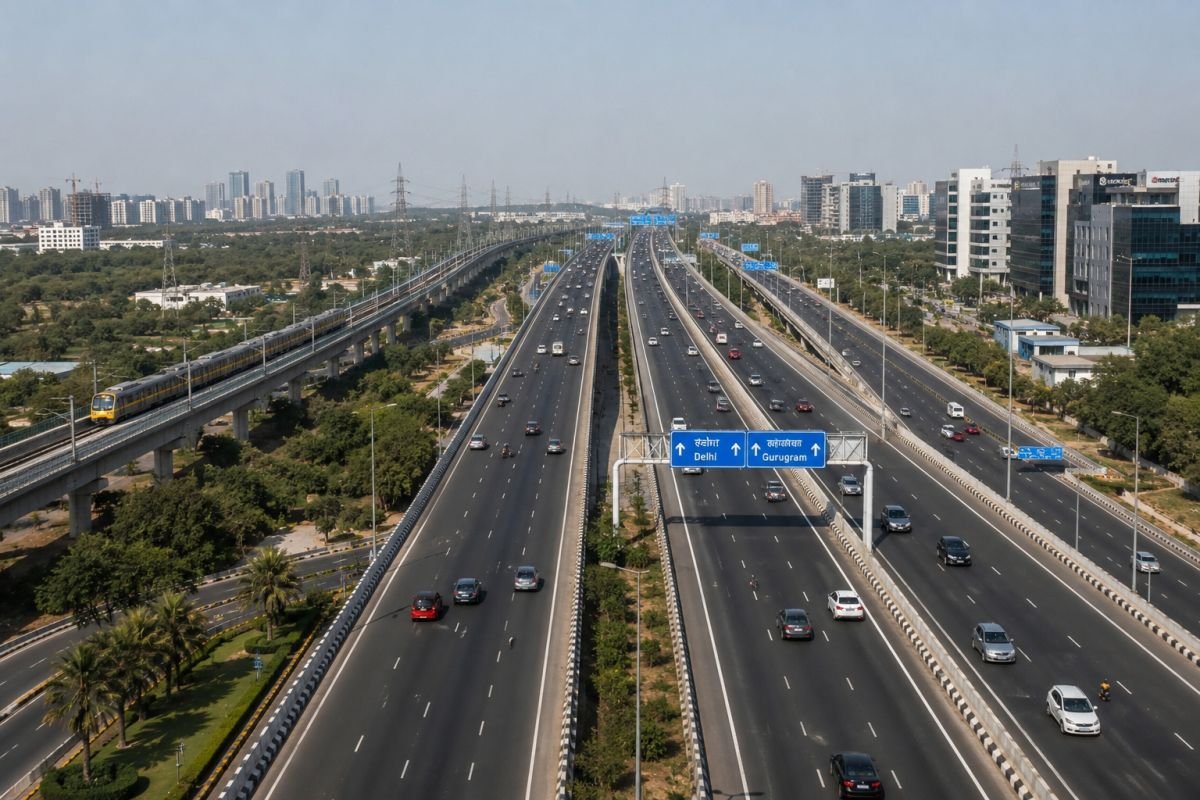 Modern road connectivity between Delhi and Gurgaon via Dwarka Expressway