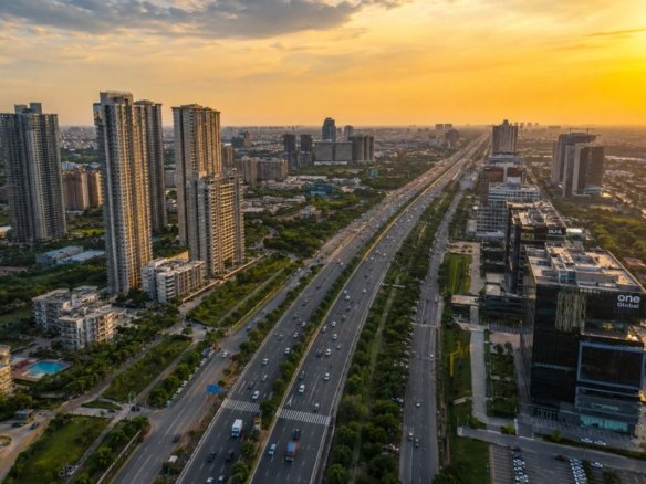 Dwarka Expressway Gurugram skyline with luxury residential projects in 2026