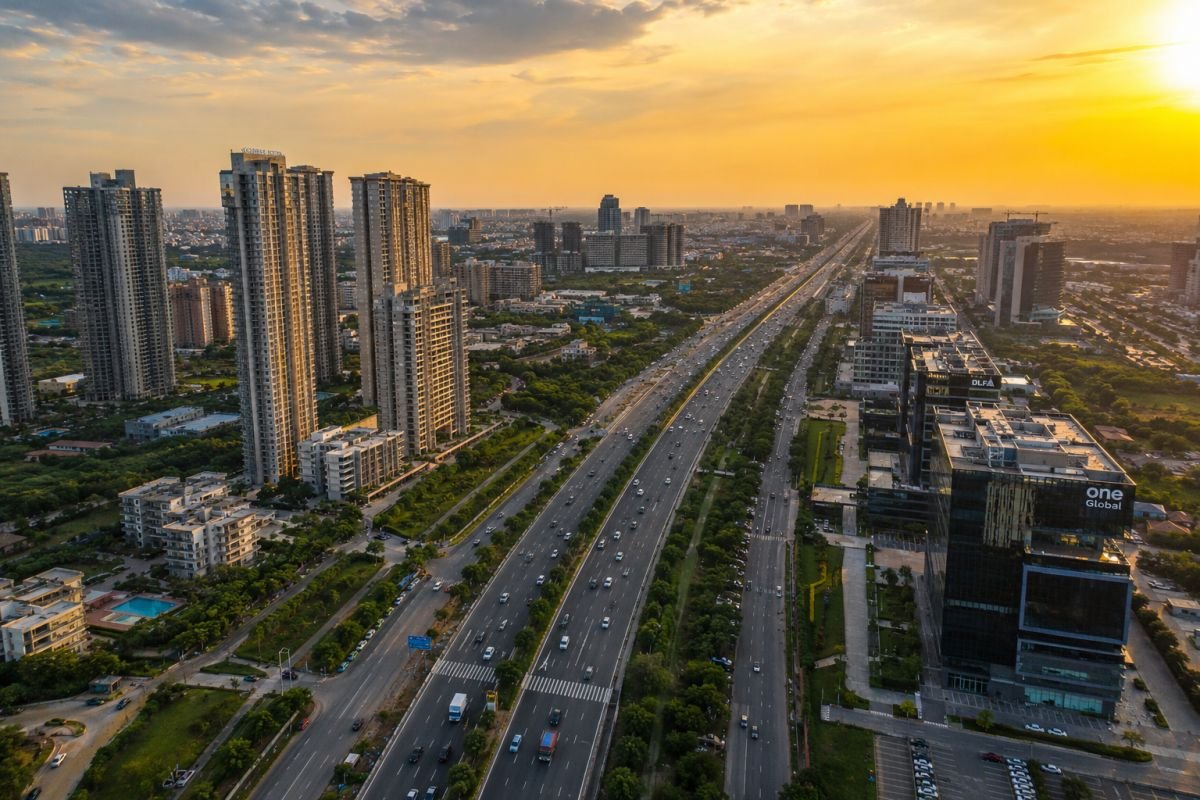Dwarka Expressway Gurugram skyline with luxury residential projects in 2026