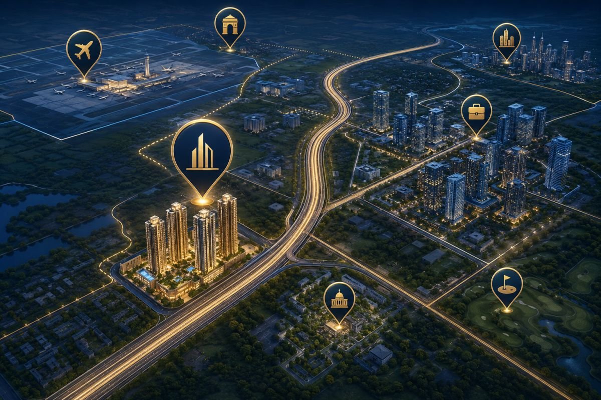 Smartworld One DXP location on Dwarka Expressway near Delhi border