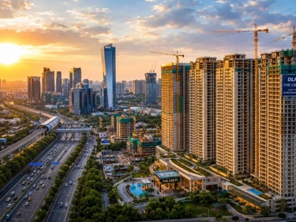 Gurugram skyline showcasing the city's 2026 housing boom and new residential developments