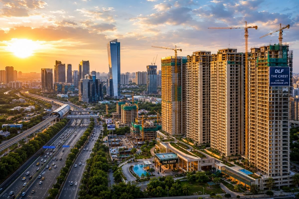 Gurugram skyline showcasing the city's 2026 housing boom and new residential developments