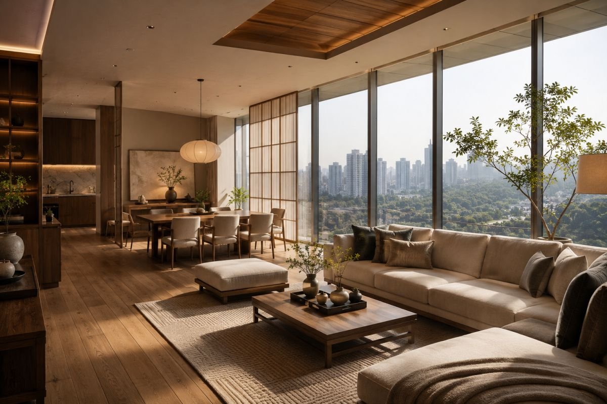 Japanese-inspired luxury apartment interior at Krisumi Waterside