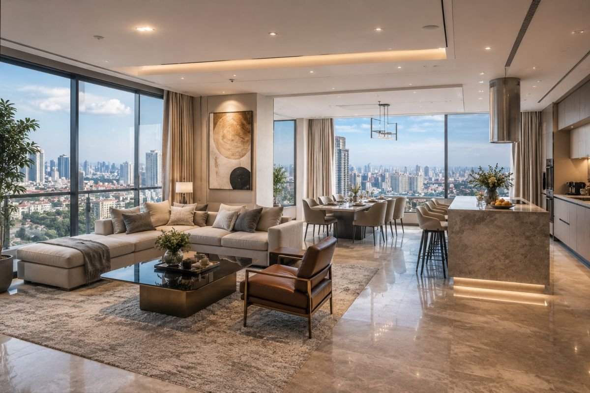 Spacious LDK apartment interior at Krisumi Waterside Residences
