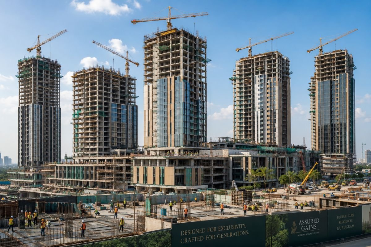 Krisumi Waterside tower construction progress Gurgaon
