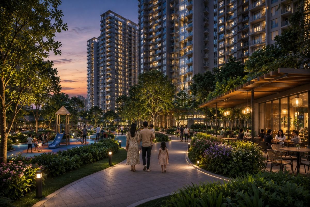 Family enjoying premium community living in Gurgaon luxury apartments