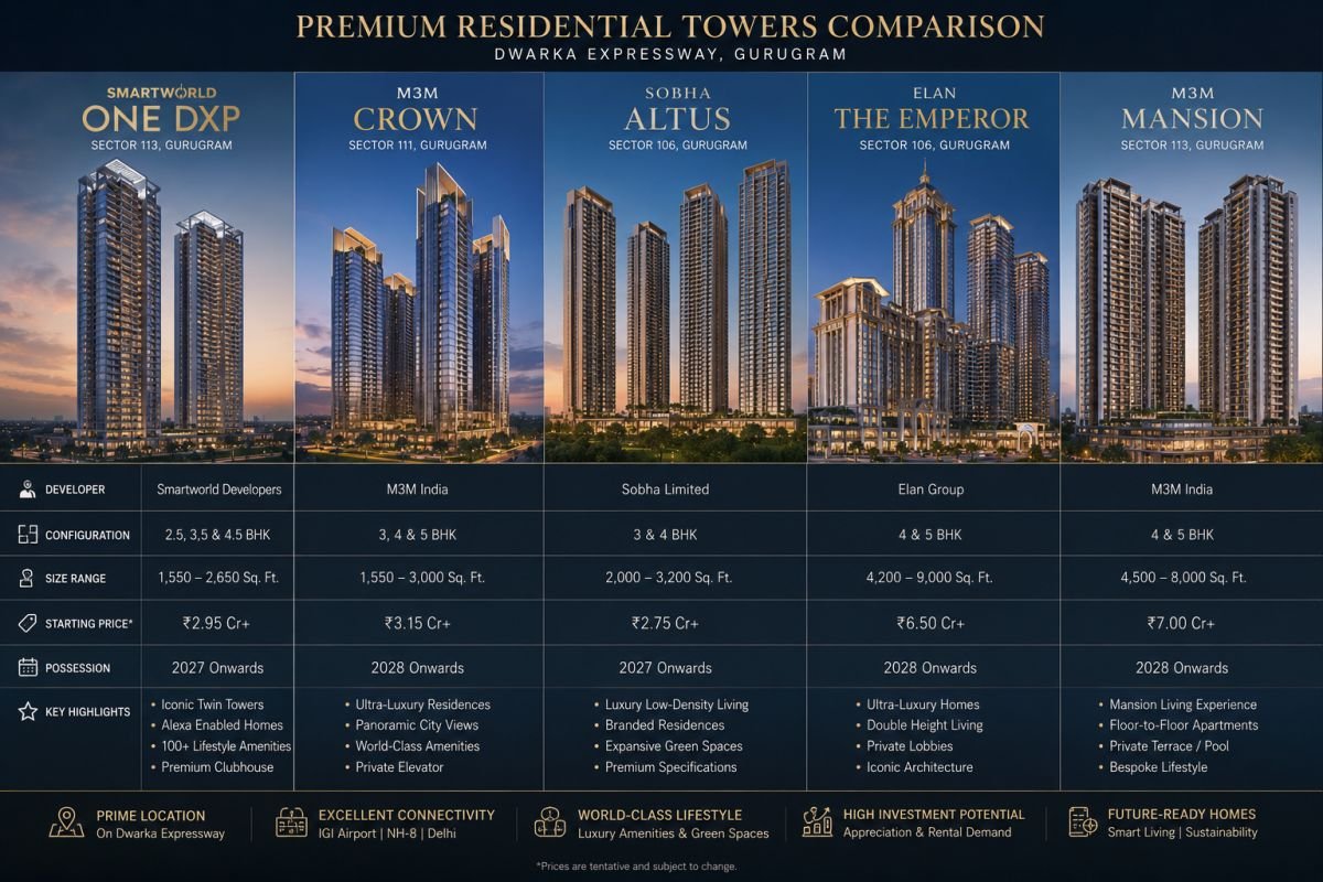 Luxury apartment comparison on Dwarka Expressway