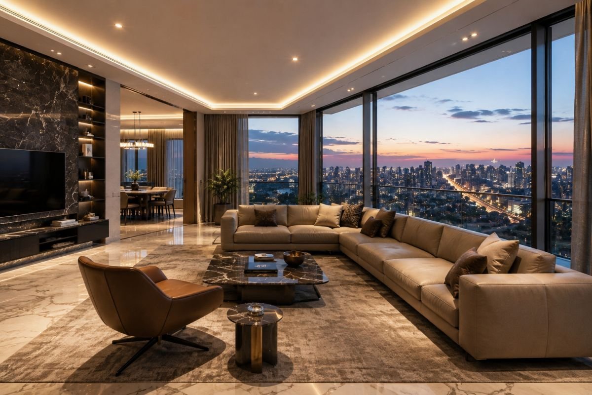 Spacious luxury apartment interiors at Oberoi Realty Three Sixty North