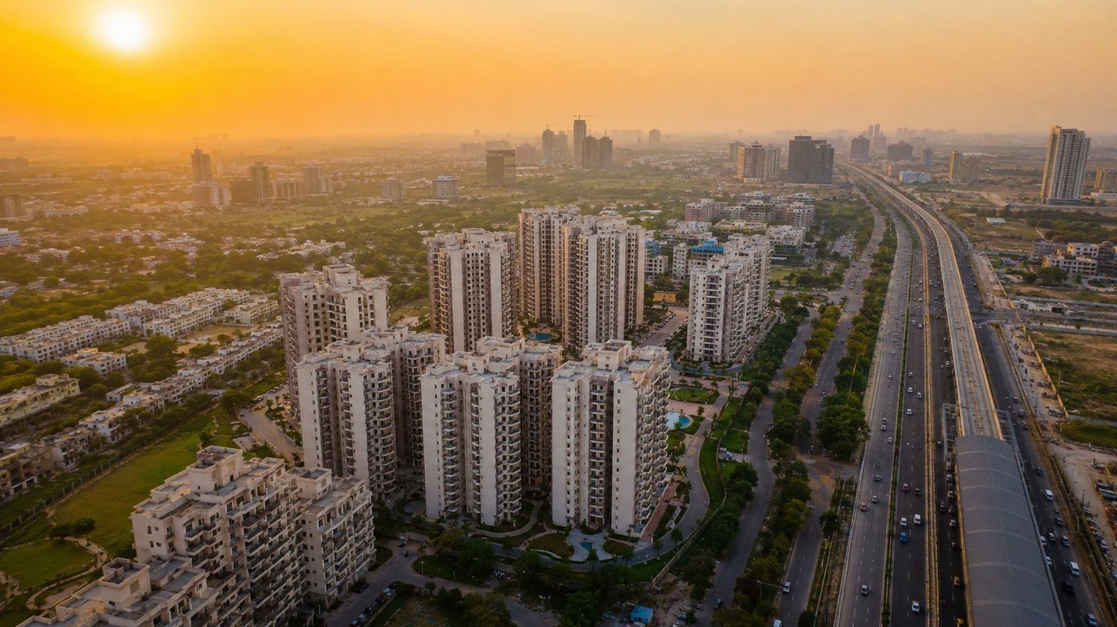 Sector 104 Gurgaon residential skyline along Dwarka Expressway