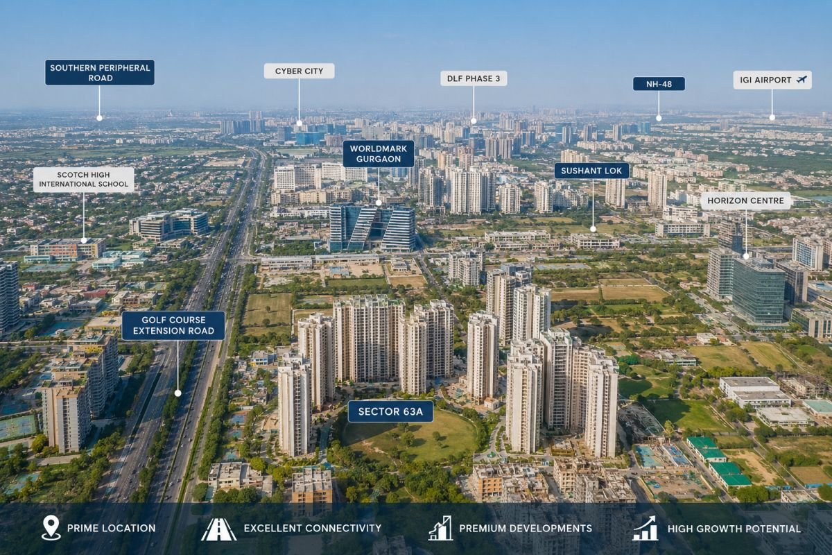 Sector 63A Gurgaon location advantage near Golf Course Extension Road
