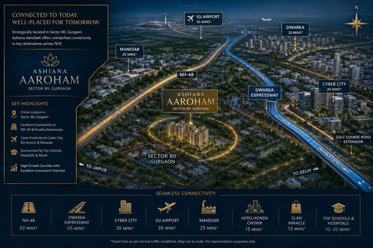 Sector 80 Gurgaon location connectivity map