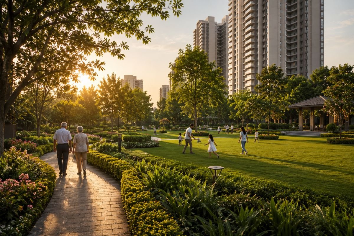 Landscaped gardens walking trails and green open spaces at Silverglades The Legacy