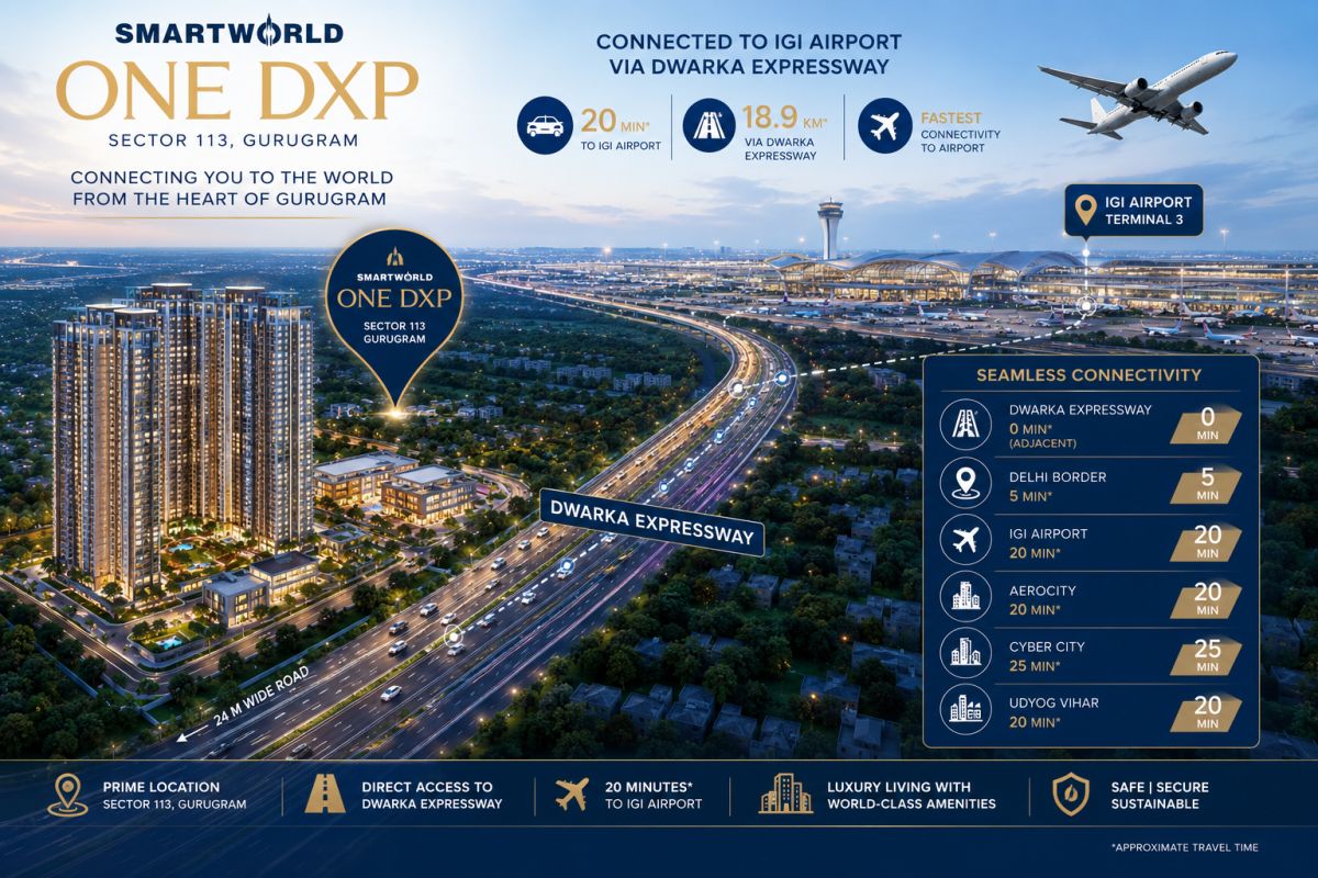 IGI Airport connectivity from Smartworld One DXP Sector 113