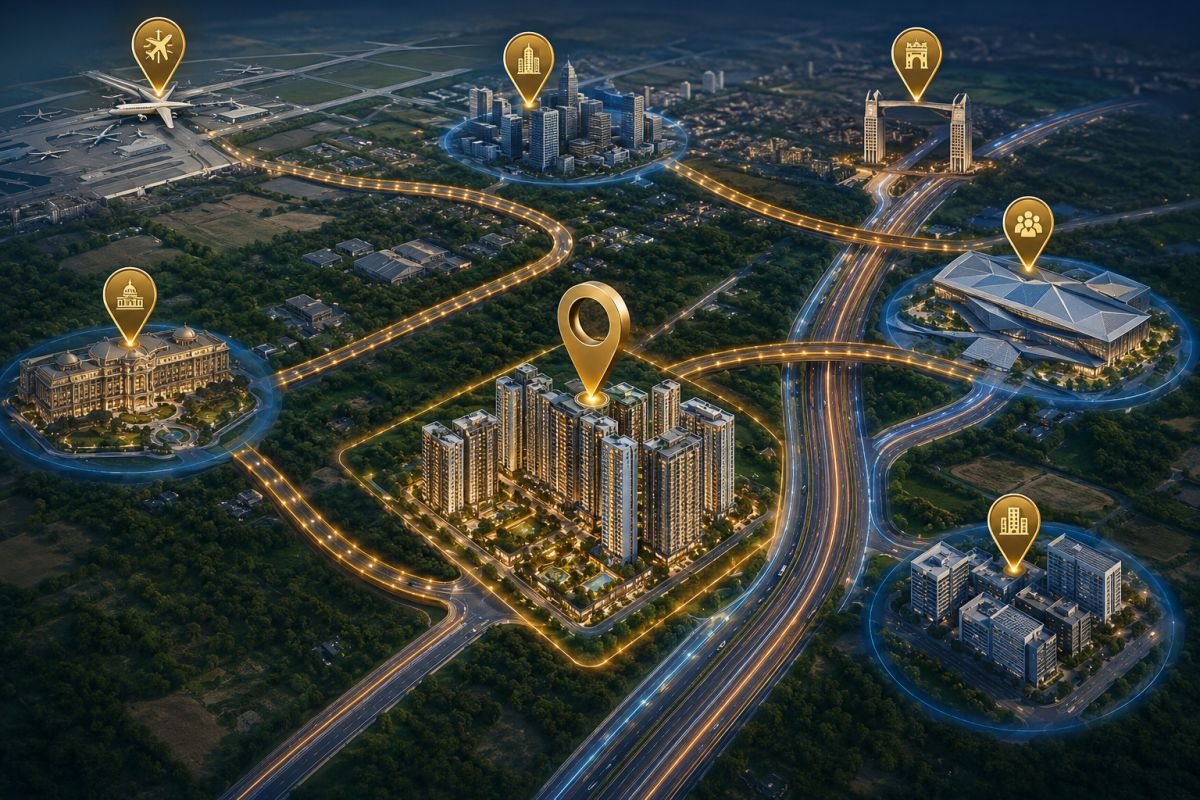 Smartworld One DXP Sector 113 location near Dwarka Expressway and Delhi border