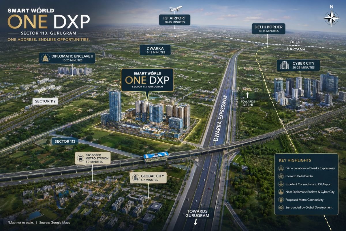 Smartworld One DXP Sector 113 location near Dwarka Expressway