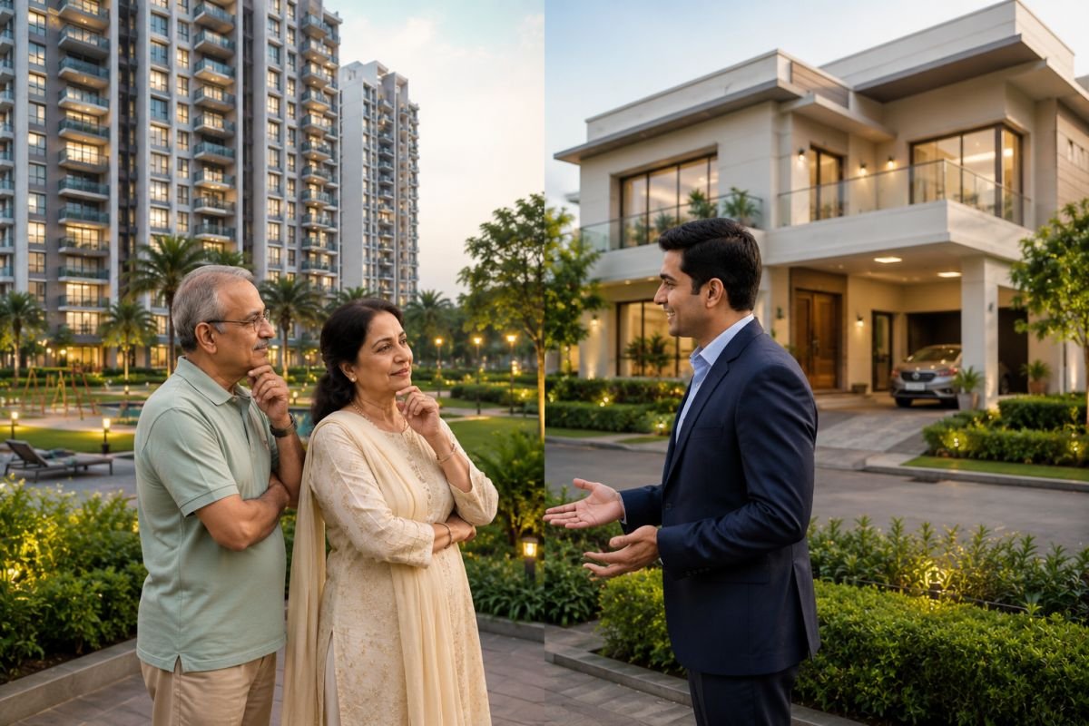 Modern apartment and independent villa comparison for retired parents