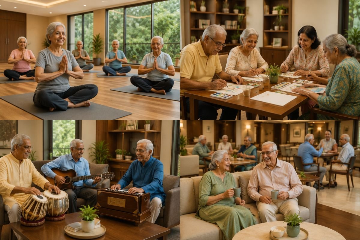 Senior residents participating in wellness and community activities