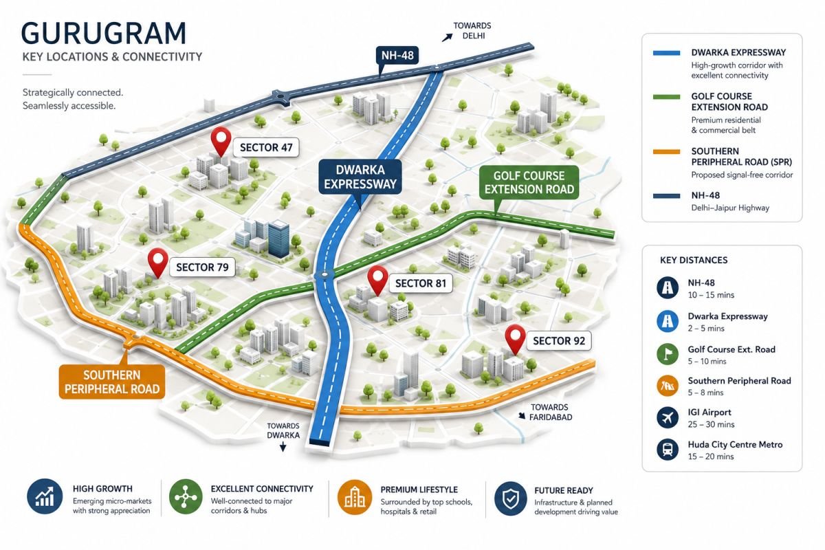 Bestech projects locations across Gurugram growth corridors