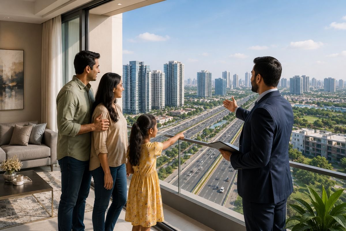 Homebuyers exploring residential property on Dwarka Expressway