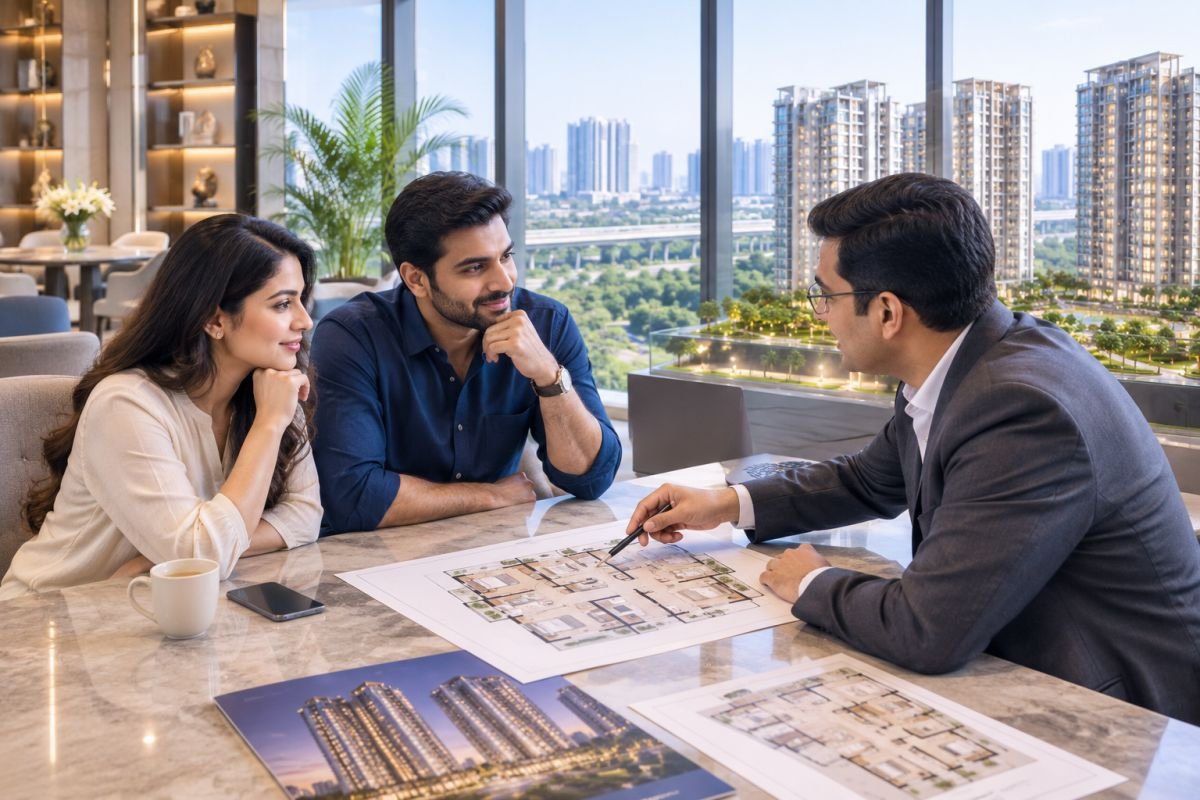 Homebuyer evaluating premium residential property in Gurgaon