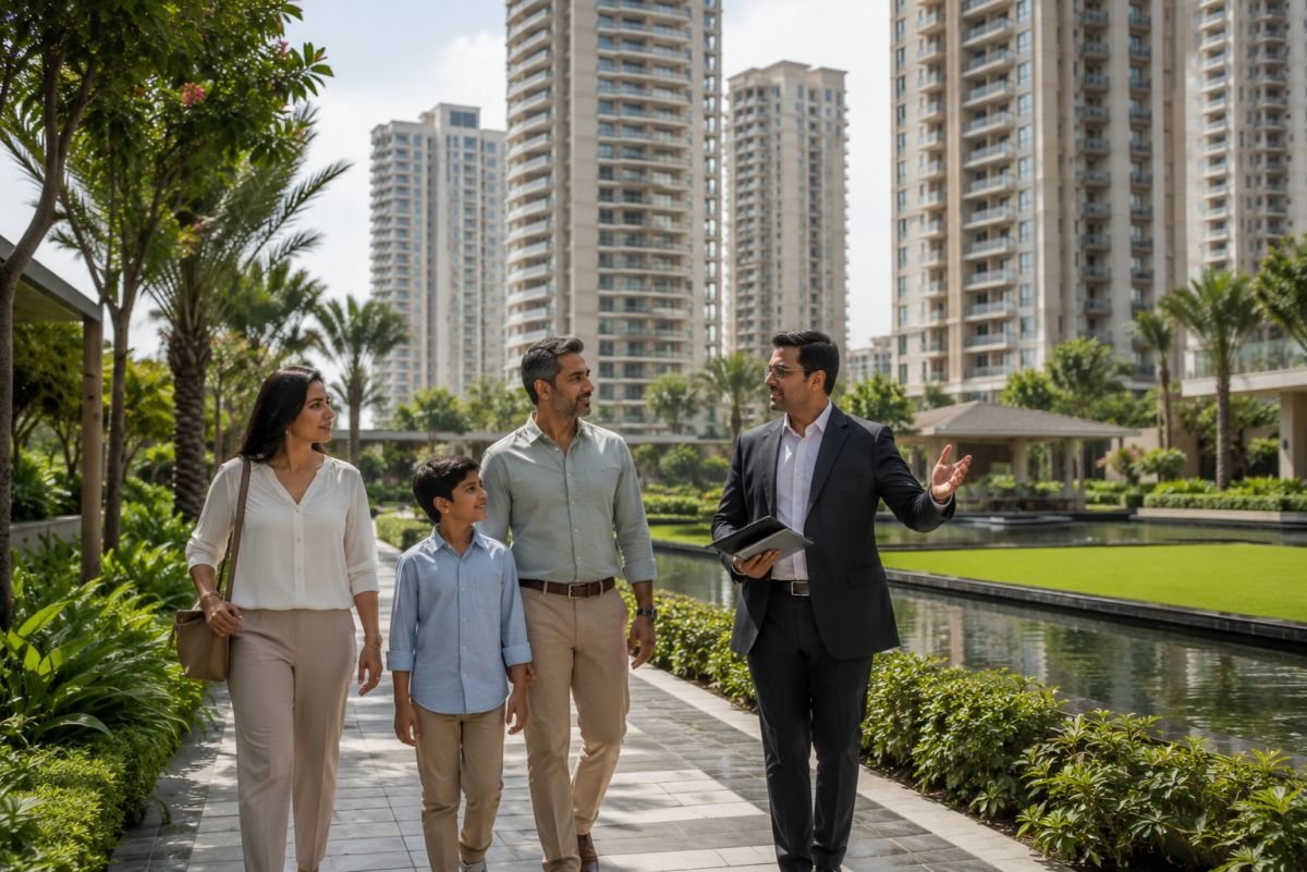Family exploring luxury residential property in Central Park Gurgaon