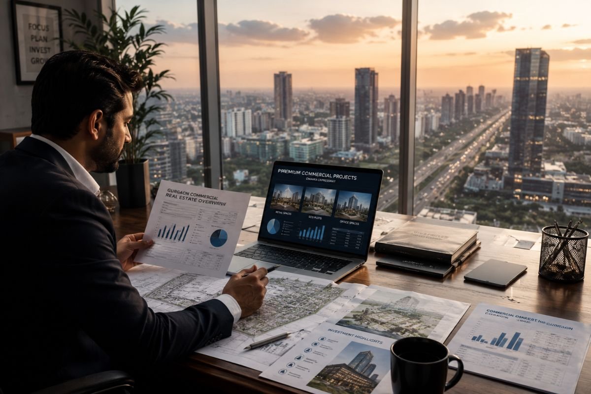 Investor reviewing commercial property opportunities in Gurgaon