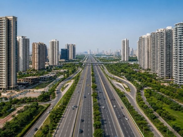 Dwarka Expressway completion 2026 aerial view connecting Delhi and Gurgaon
