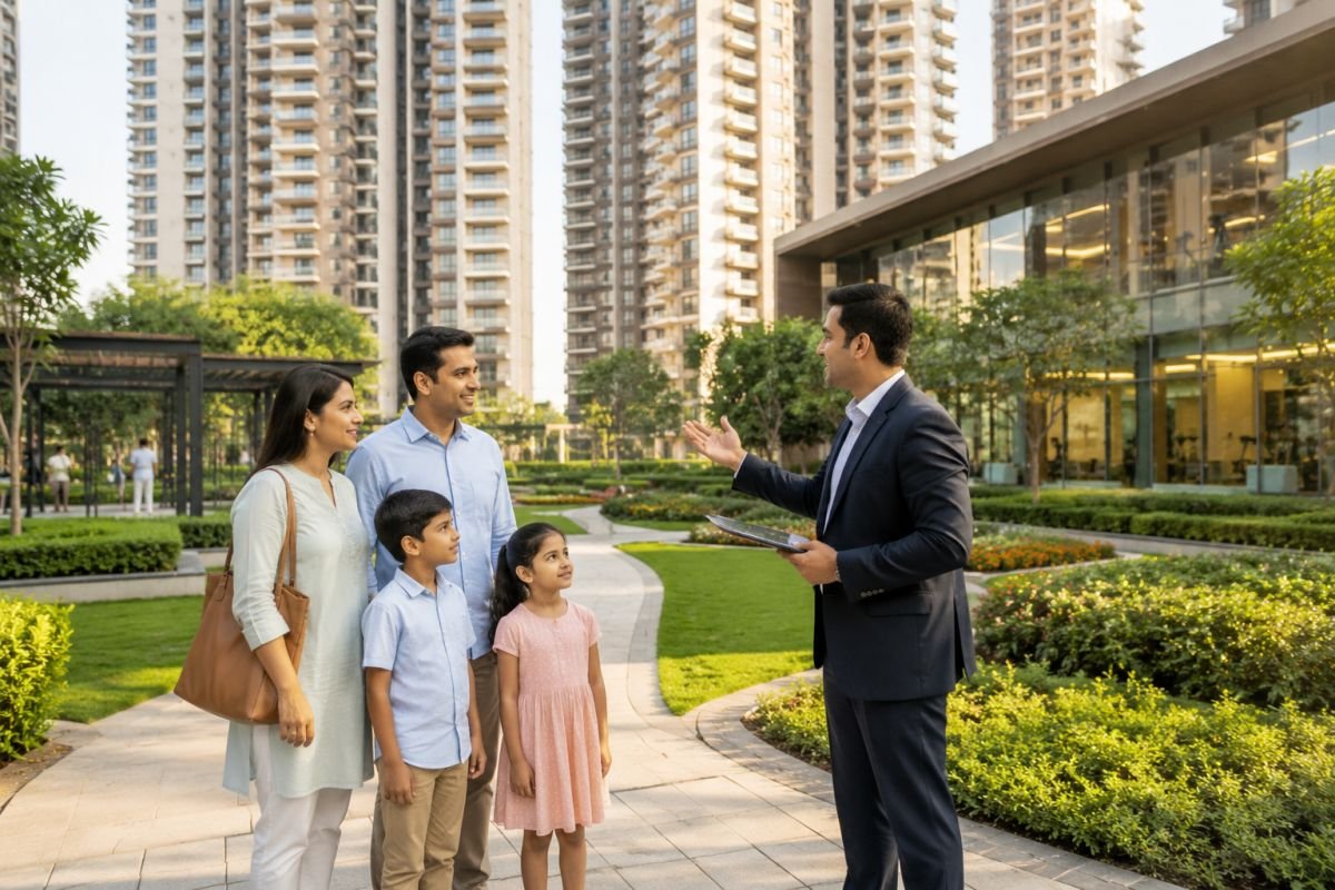 Homebuyers visiting luxury residential projects on Dwarka Expressway Gurgaon