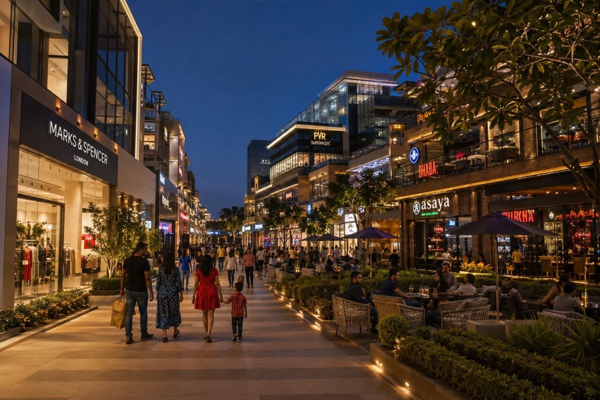 High street retail development by Elan Group in Gurgaon with restaurants and shopping