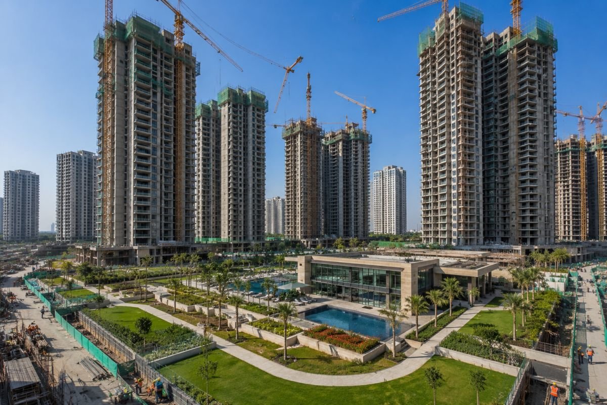 Luxury residential tower under construction in Gurgaon