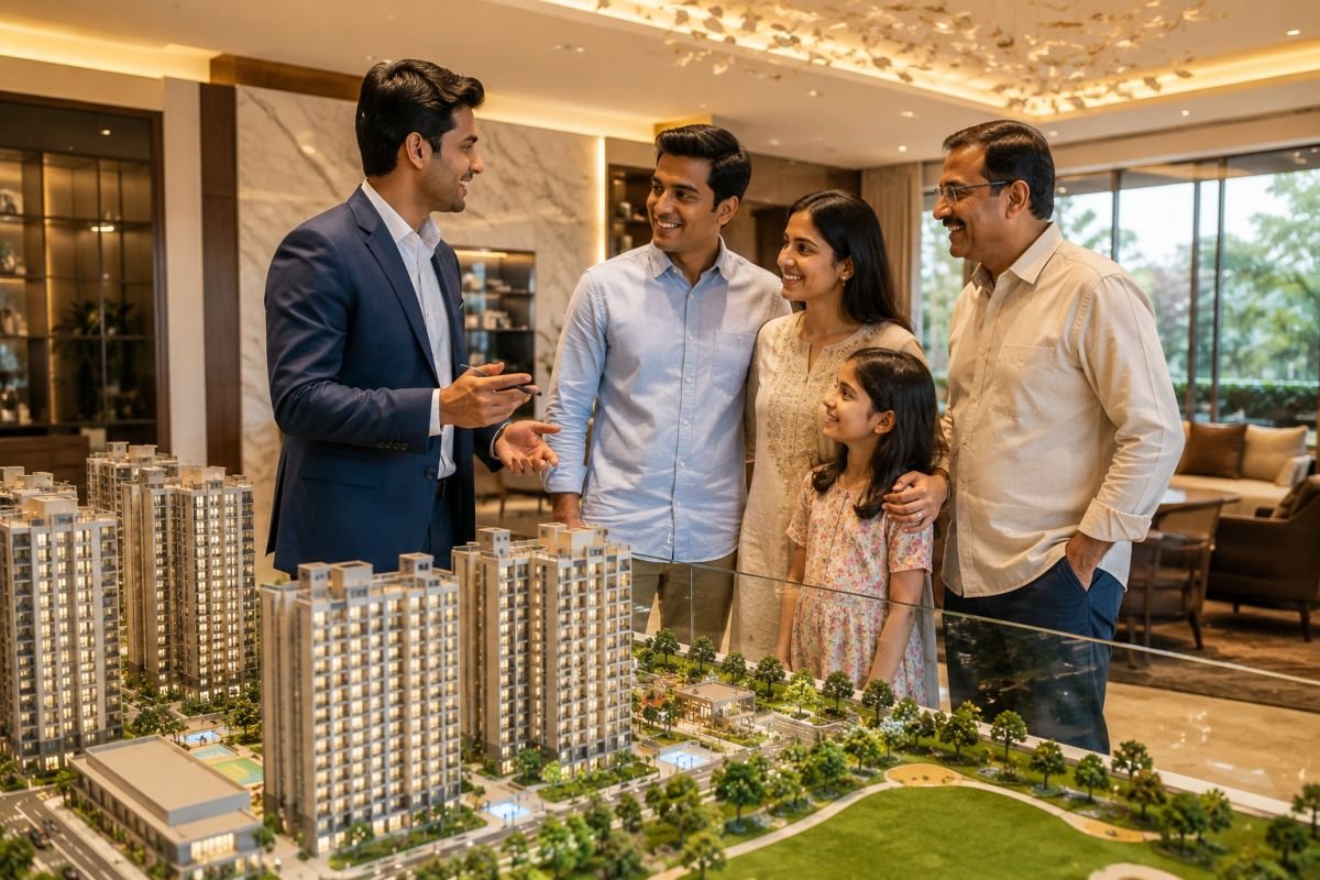 Family choosing a Godrej home in Gurgaon