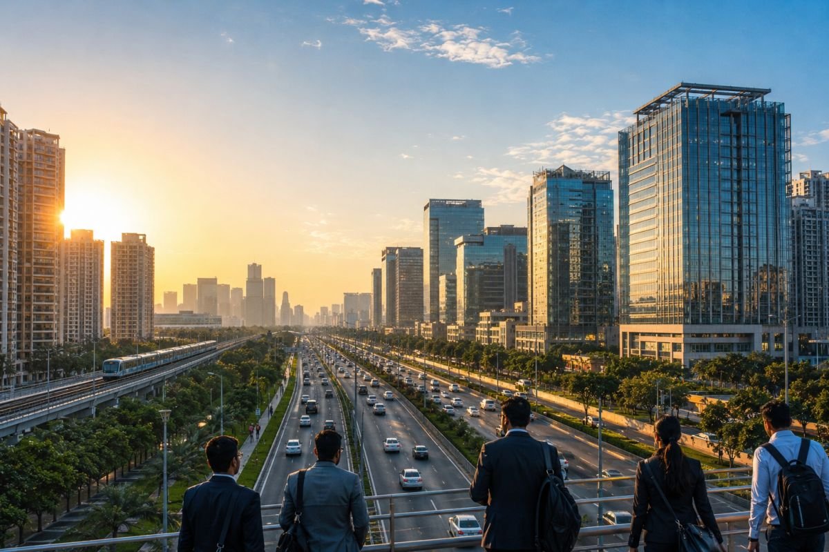 Professionals commuting from Sector 80 to Gurgaon business hubs