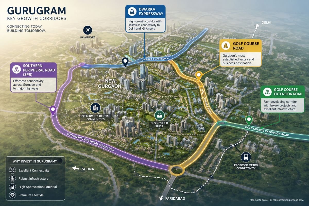 Dwarka Expressway Golf Course Road SPR and New Gurgaon growth corridors