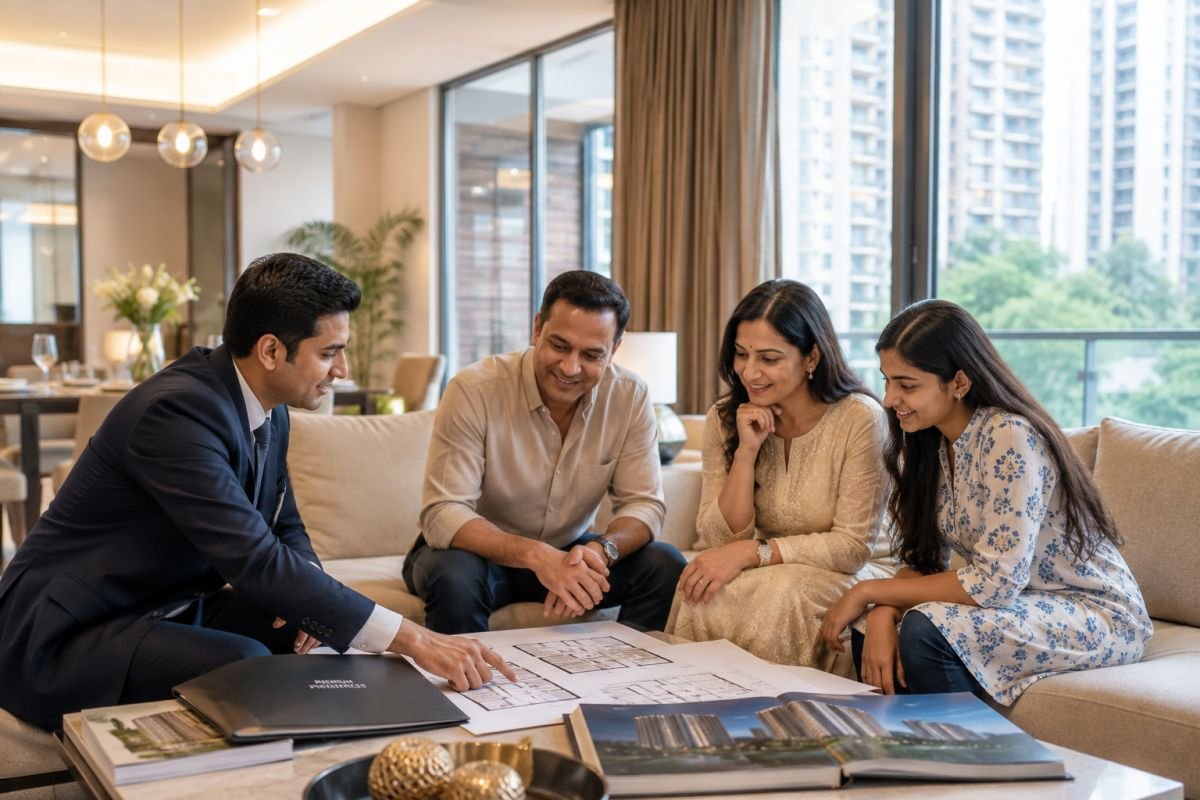 Homebuyers inspecting a premium apartment in Gurgaon