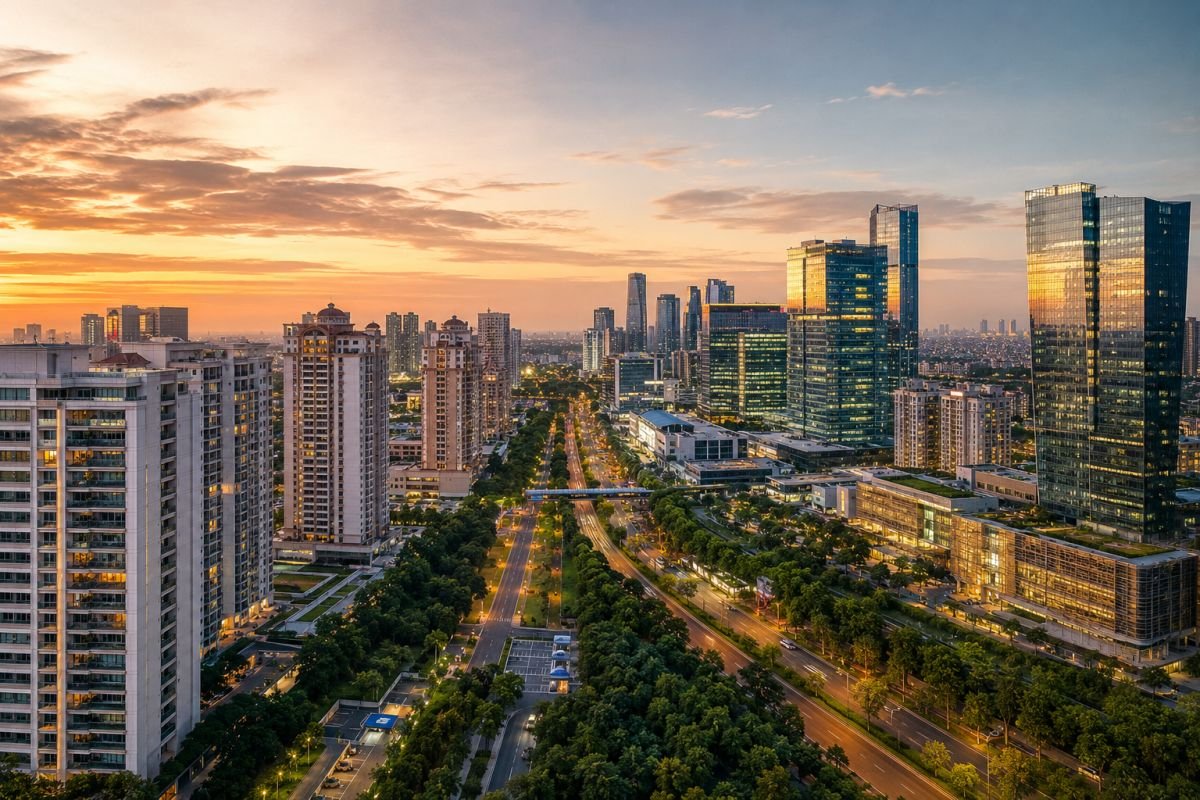 Luxury residential towers and Grade A office buildings in Gurgaon driving property investment in 2026.