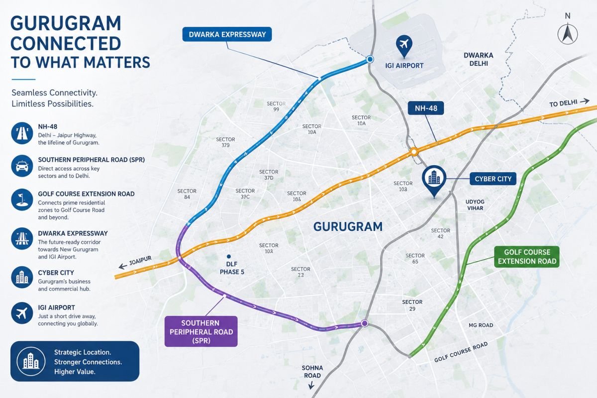 Gurugram luxury real estate connectivity map
