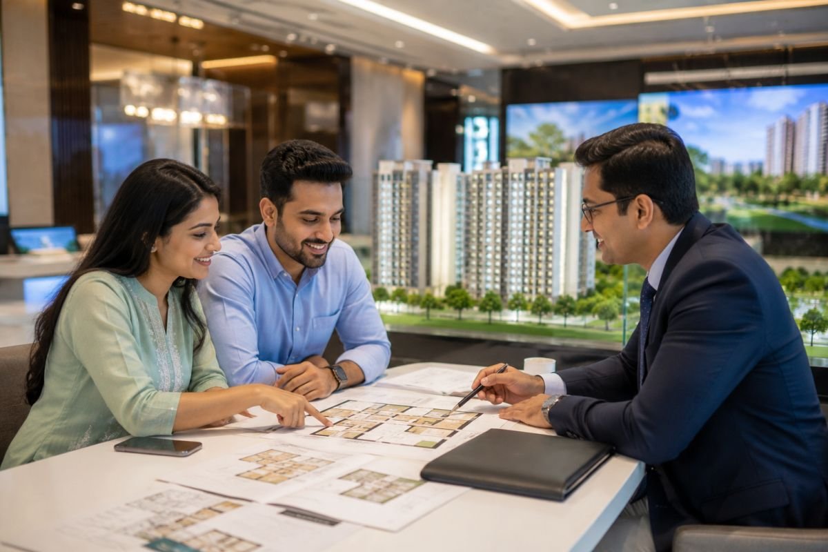 Homebuyer comparing affordable apartment projects in Gurgaon