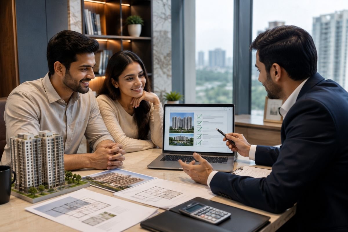 Homebuyer verifying RERA documents before property purchase