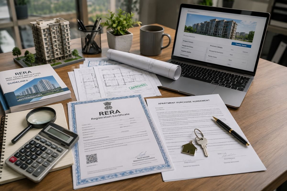 Property buyer verifying RERA registration documents