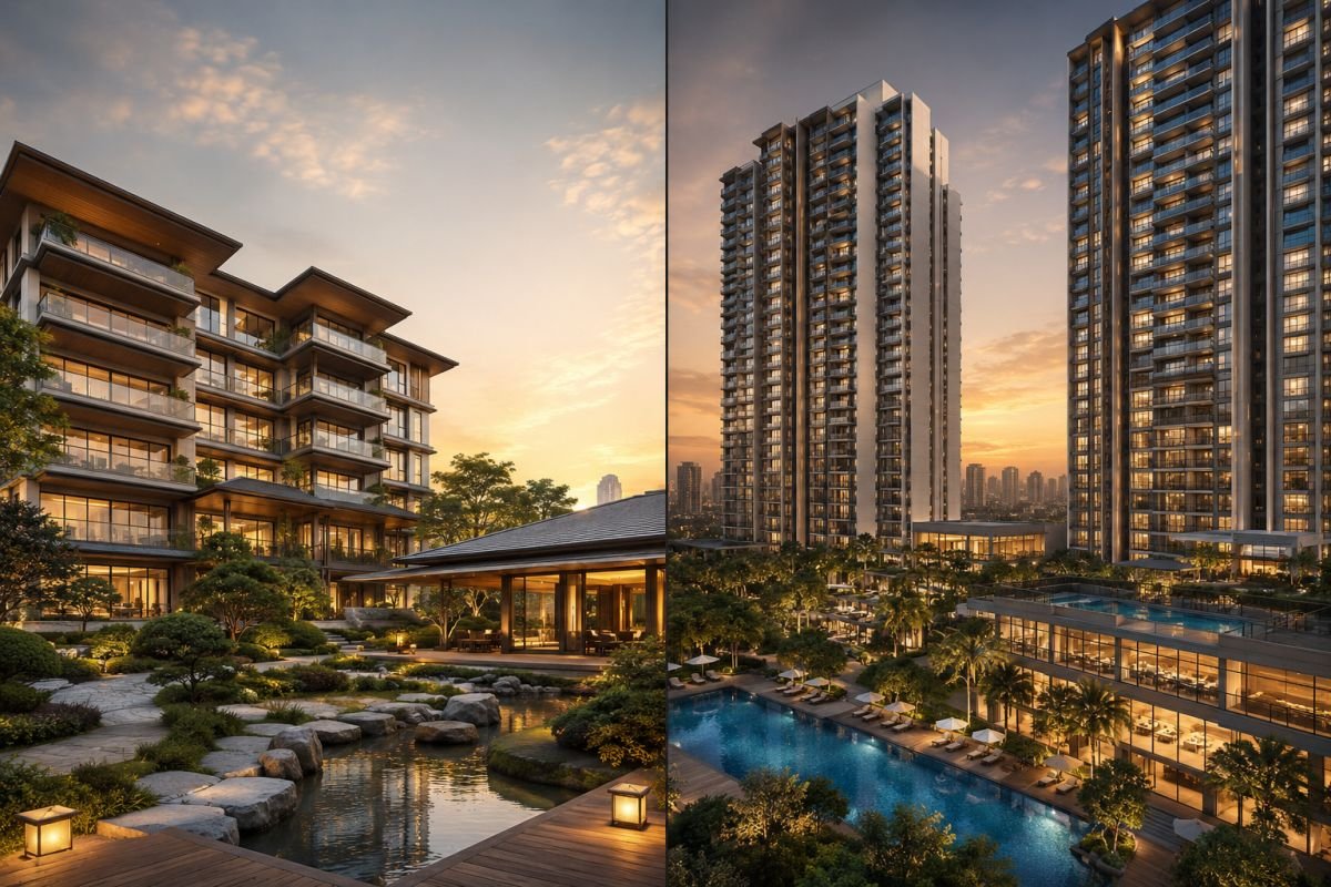 Krisumi Waterside vs DLF The Arbour luxury apartment comparison in Gurgaon