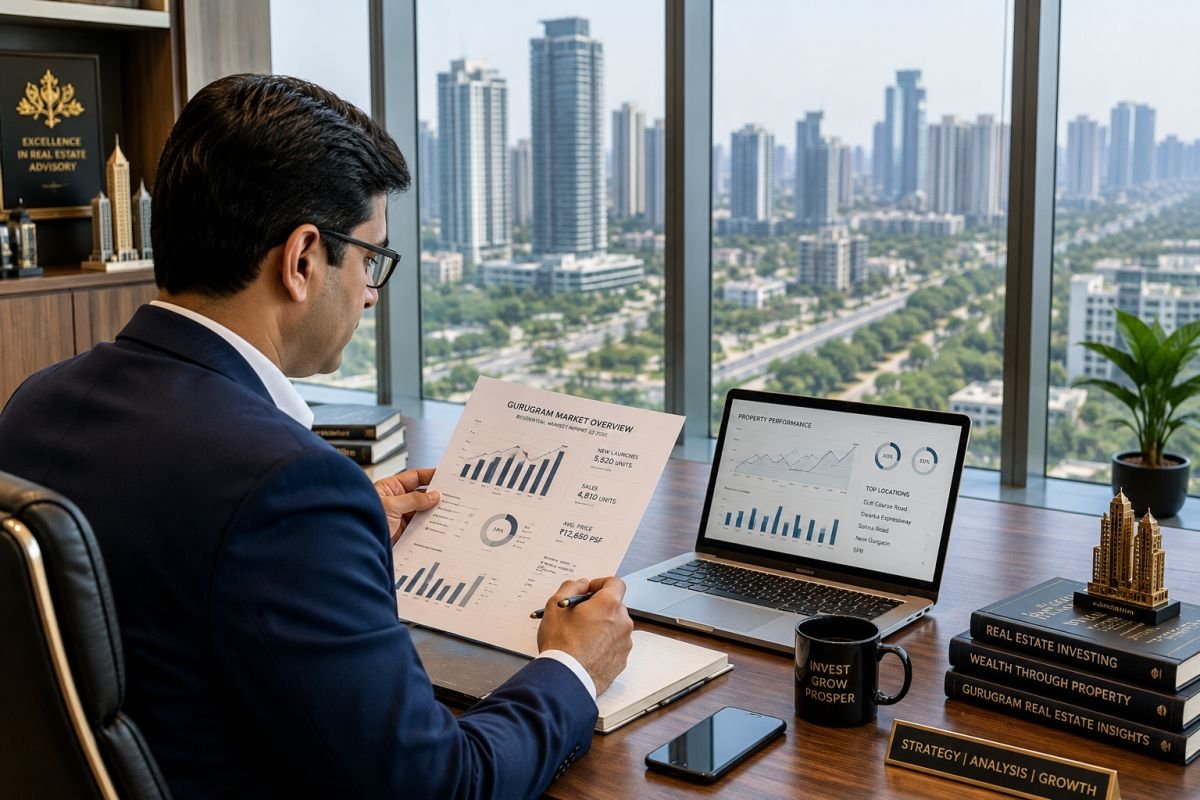 Investor analysing Gurgaon luxury property investment opportunities