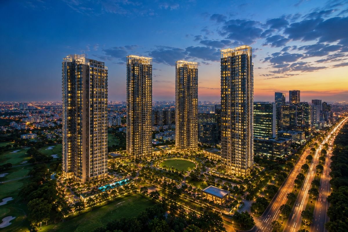 Evening skyline of Oberoi Realty Three Sixty North Sector 58 Gurgaon