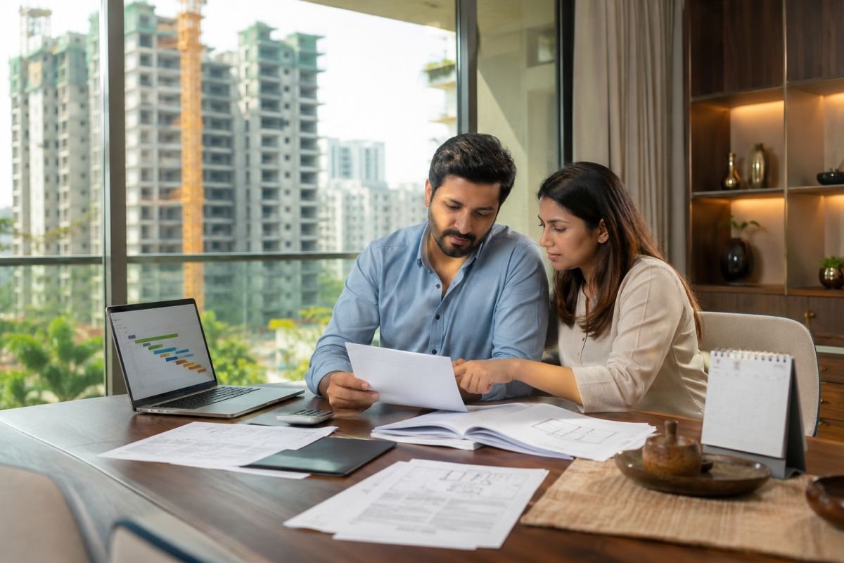 Homebuyer reviewing delayed possession documents under RERA in Gurgaon