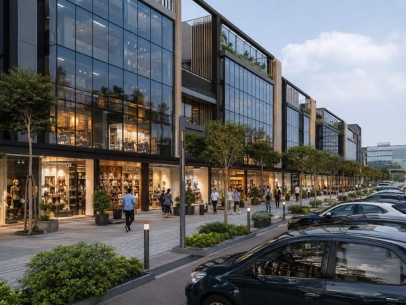 SCO plots in Gurgaon commercial development with retail and office buildings