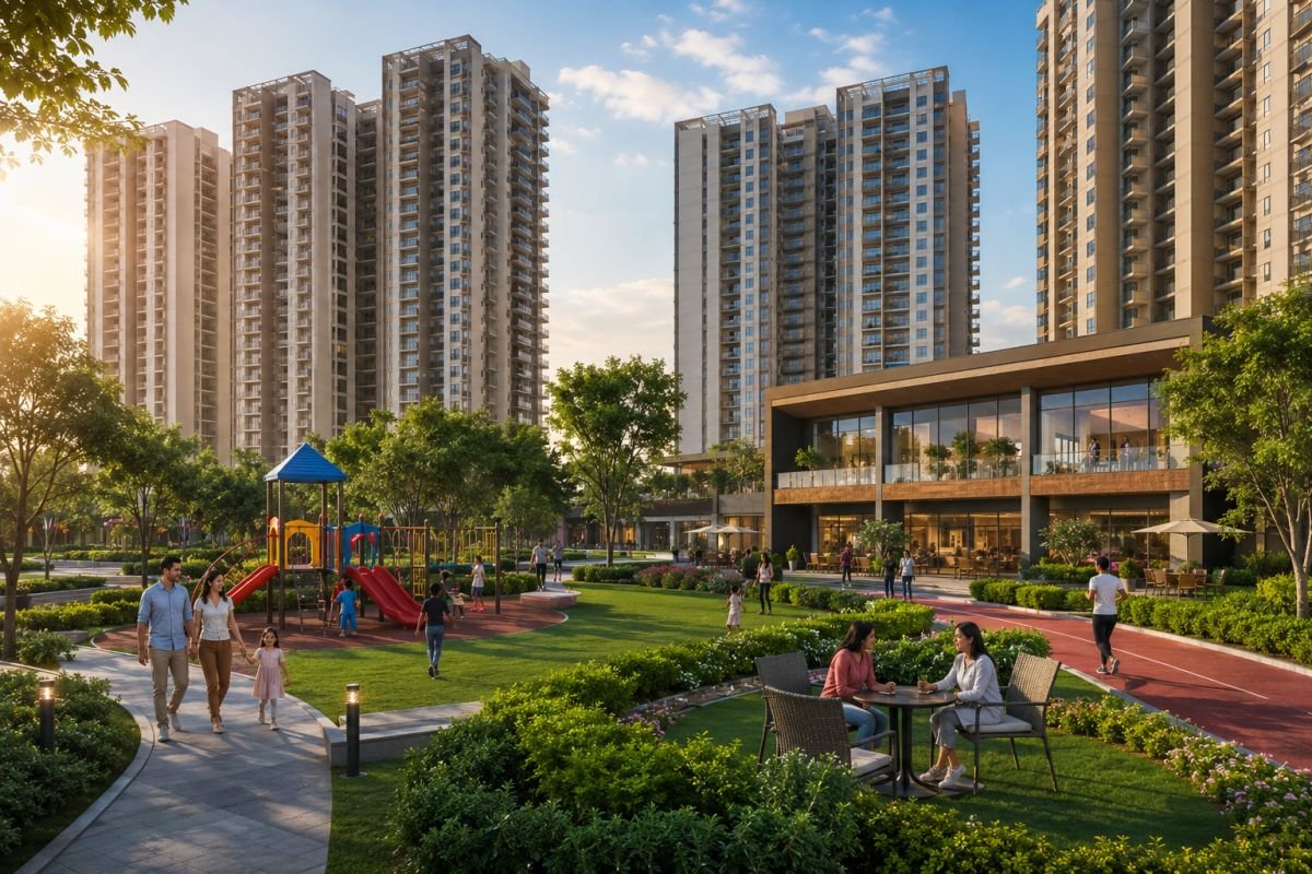 Families enjoying integrated township living at a premium residential community in Gurgaon